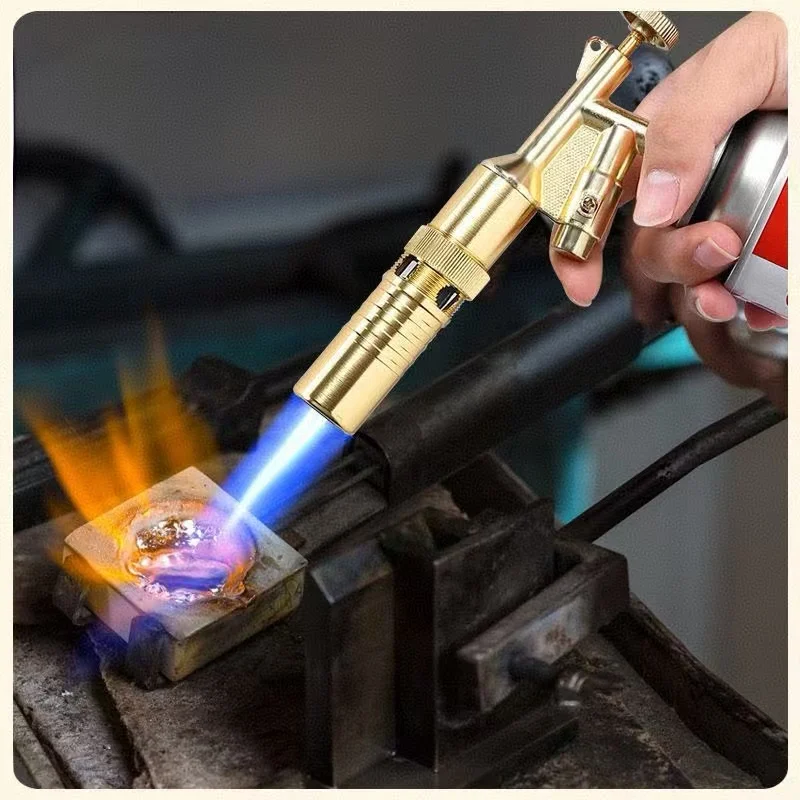高温ガスバーナー溶接トーチゴールドポータブル溶接ガストーチ炎ガスブロートーチバーベキュー溶接＆調理用