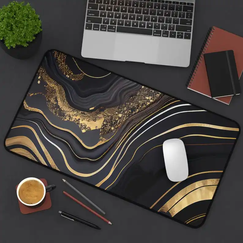 

Black Gold Marble Pattern Computer Desk Mat, Suitable for Office Desks,home Computers, Gamers' Gifts, Birthday and Holiday Gifts