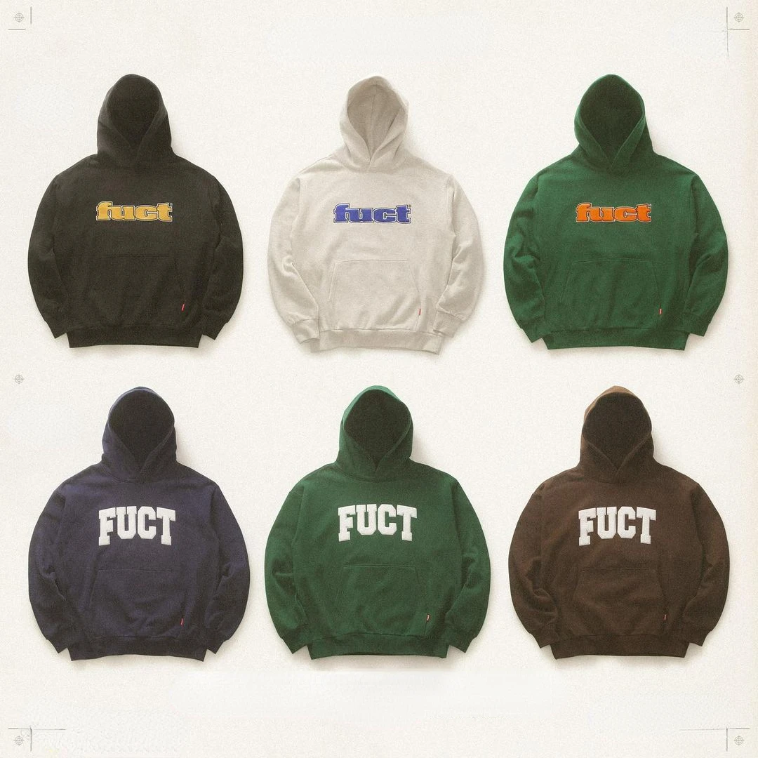 FUCT-Sweat à capuche surdimensionné à manches longues pour hommes, Sweat à capuche décontracté, Survêtement de haute qualité, Streetwear Harajuku, Nouvelle mode, Y2K