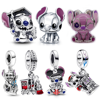 Disney New Stitch Shape Pendant Charm Beads Fits Bracelet Bangle Necklace Women Pendant Luxury DIY Jewelry Party Festival Gifts