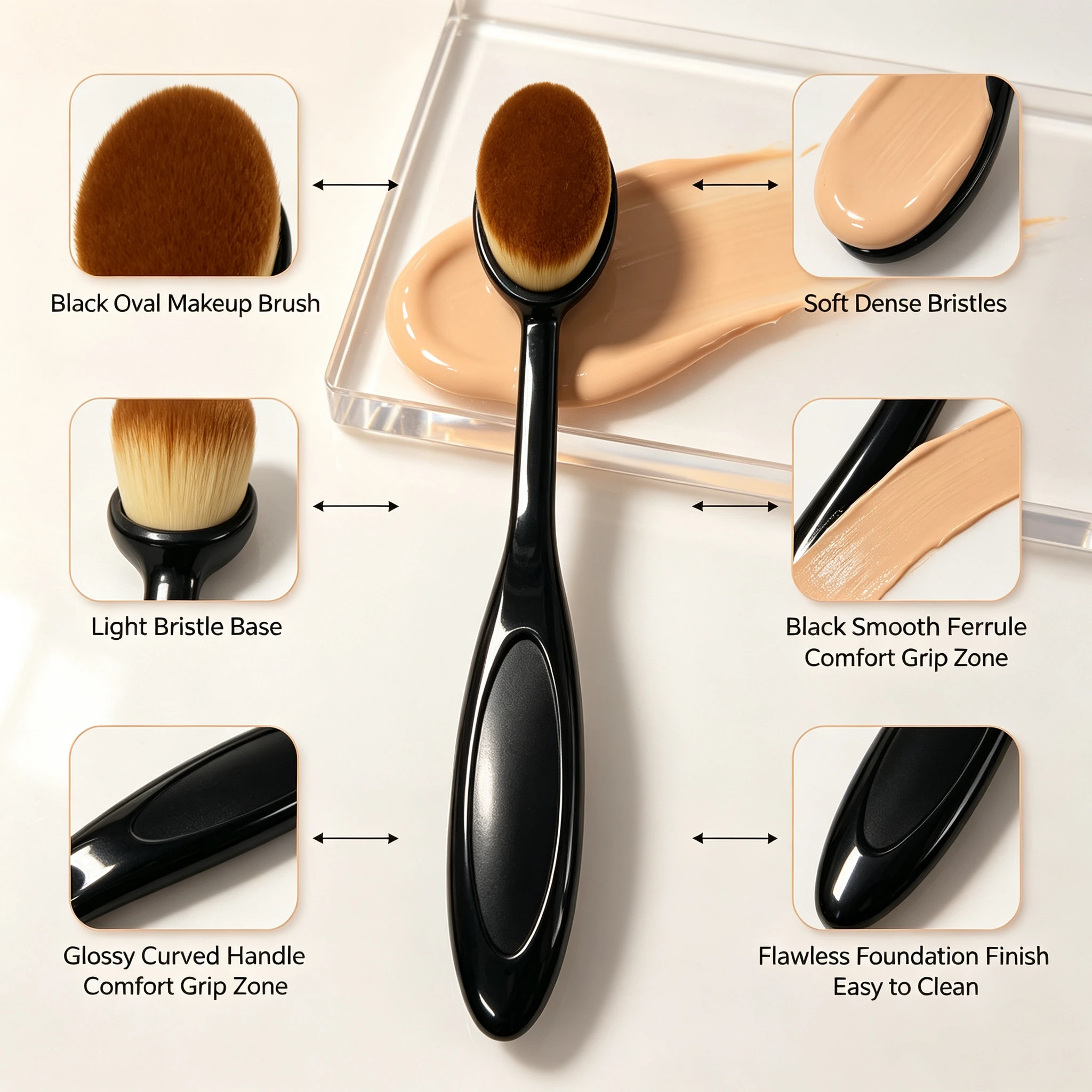 Foundation brush: applies makeup smoothly, doesn't absorb product, and is easy to clean for a flawless base.