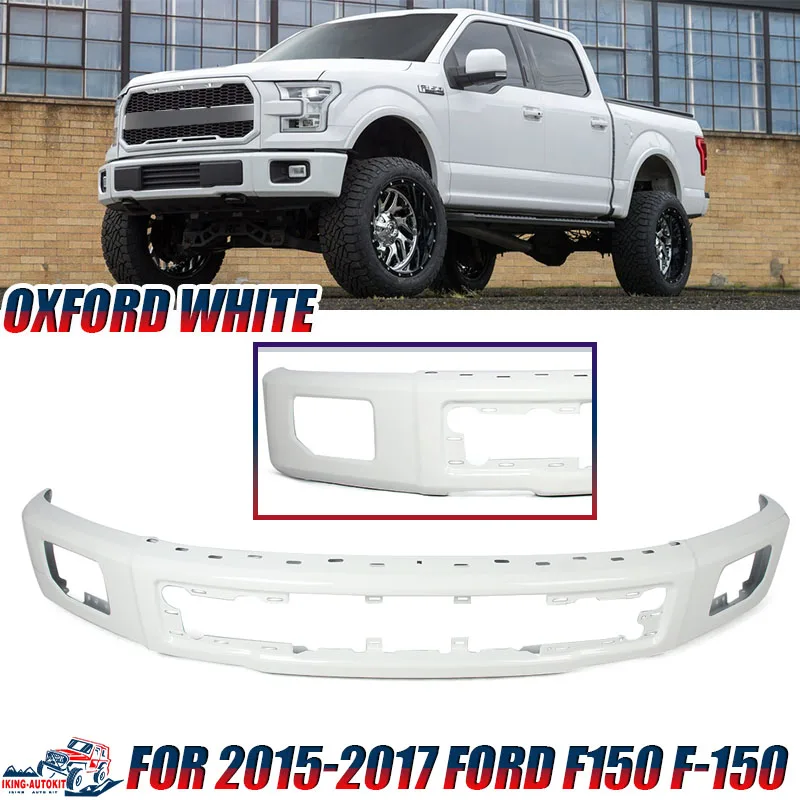 Front Bumper Face Bar w/Fog Lights Hole Fit For Ford F150 2015-2017 Front Bumper Surround Body Kit Crash - Proof Front Bumper