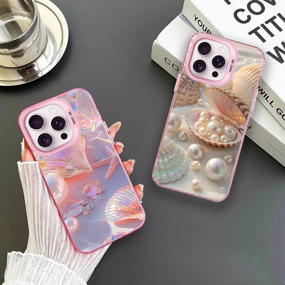 

Beauty Colorful Shell Phone Case For iPhone 16,15,14,13,12,11,Mini,Pro,MAX Pink Matte Shockproof Cover