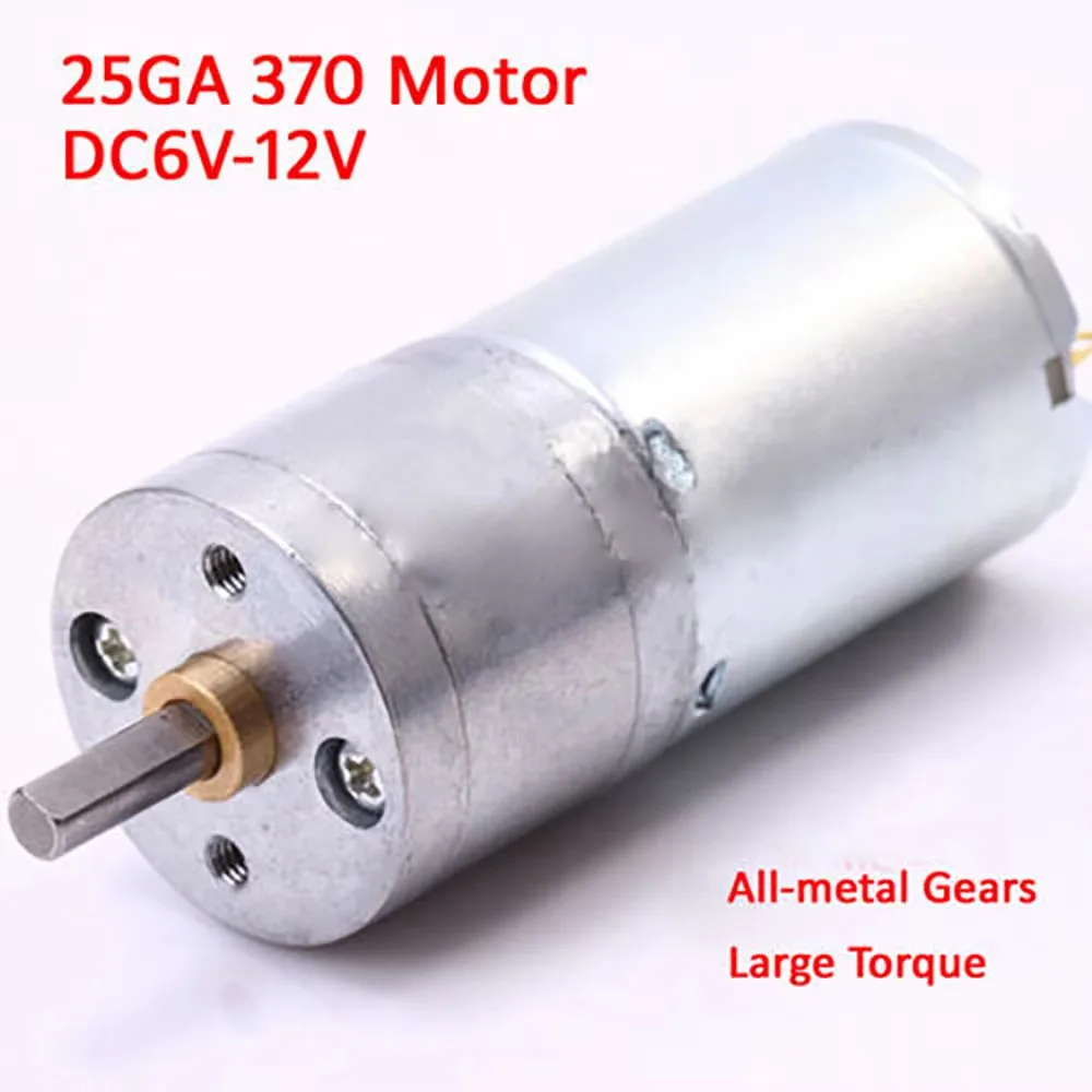 1Pcs DC 6V 12V Gear Motor 2RPM 5RPM 10RPM 30RPM 50RPM 100RPM - 400RPM With Metal Gear low Speed High Torque 25GA-370 For DIY