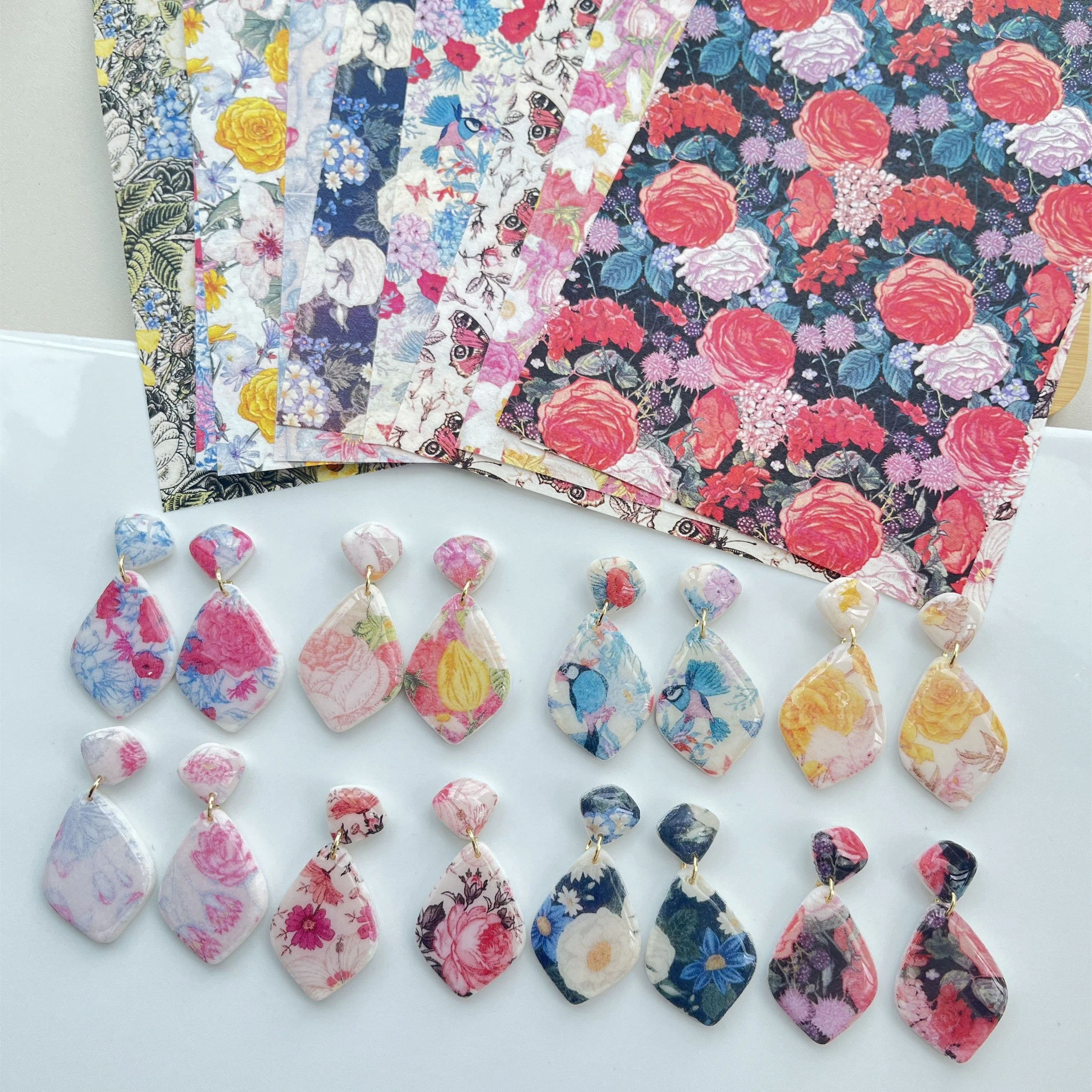 Vintage Flower Transfer Paper for Pottery Clay Handmade Jewelry Earrings Clay Mold Transfer Paper for Clay Cut Disposable