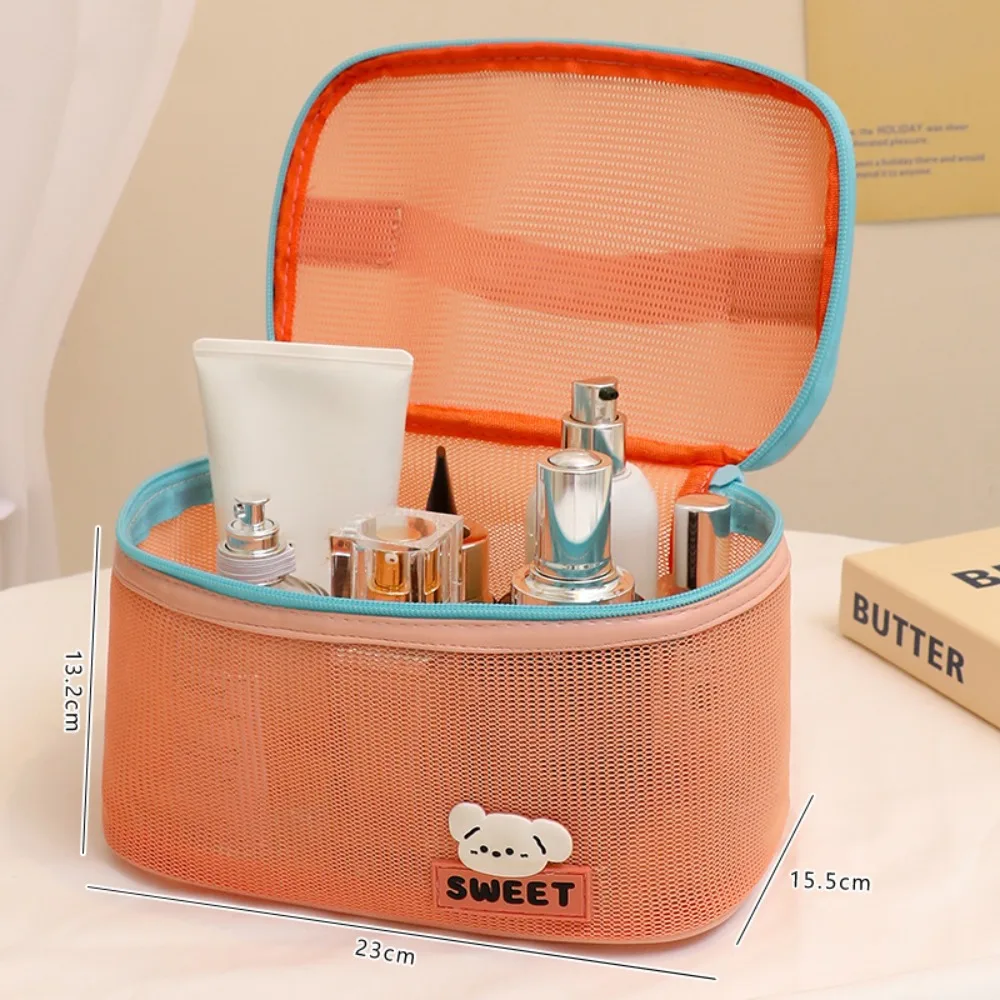 

Новая сетчатая косметичка на молнии, большая вместительная косметичка, полая сумка для хранения туалетных принадлежностей