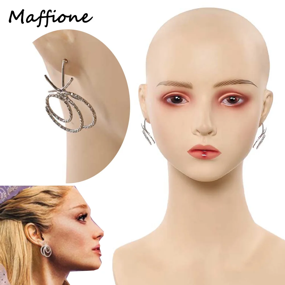 Pendientes Wicked 2025 For Good Glinda, accesorios para disfraz de Cosplay, disfraz de mujer, pendientes circulares de plata, orejera para Halloween