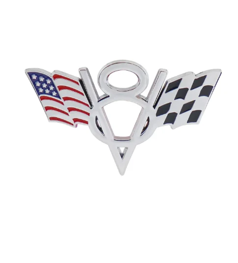 

Chrome American flag V8 V 8 Italy UK Germany US National Flag for Fender trunk Rear Bonnet Nameplate Decal Emblem Badge Sticker