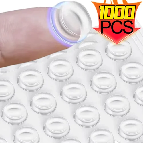 Tope de puerta transparente autoadhesivo, amortiguador de goma, parachoques de gabinete, cojines protectores de puntos de silicona para muebles, 1000/100 Uds.