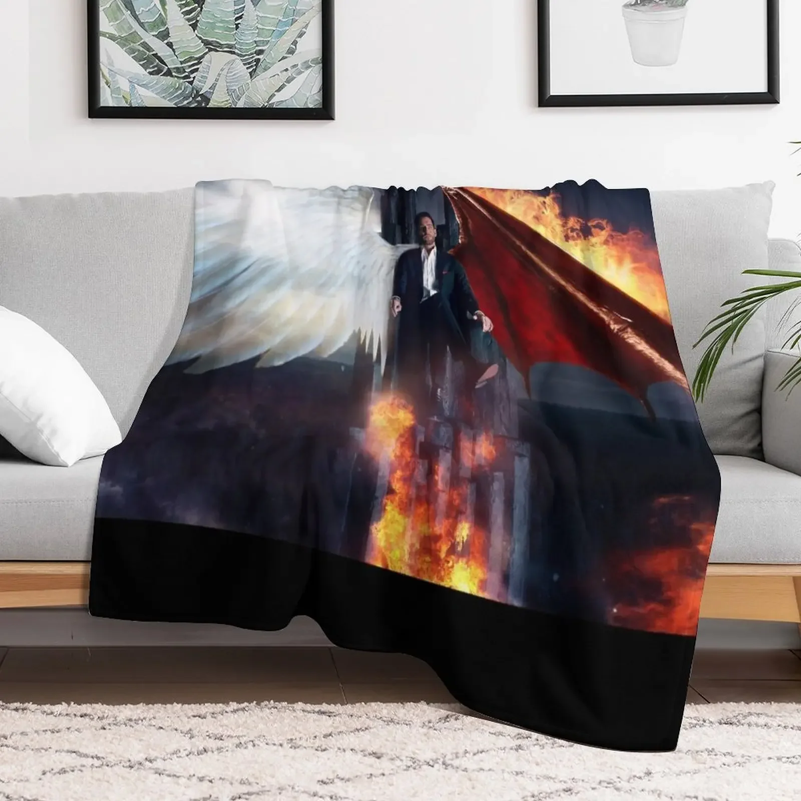 Lucifer - Hellish Throne Throw Blanket Warm Cozy Throw Blanket for Living Room Couch