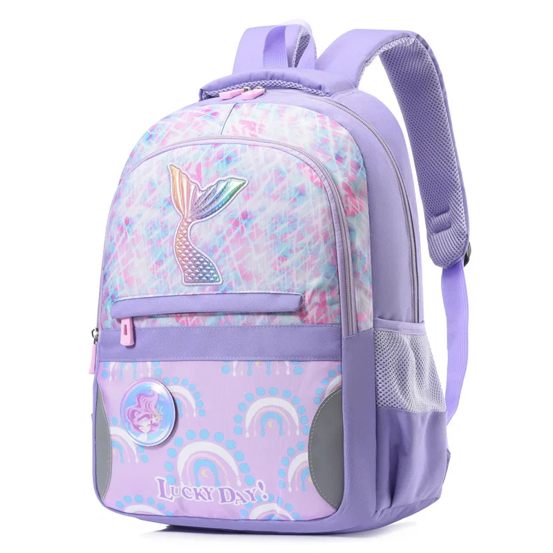 Bolsa de escola de cauda sereia para meninas adolescentes, mochila leve infantil, primária e média, impermeável, fofa, nova