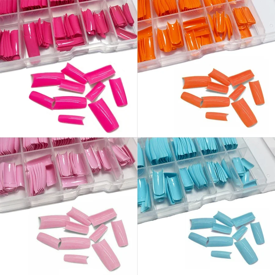 

100Pcs French False Nails with Box, Artificial Nails Natural Colorful Tips for DIY Manicure