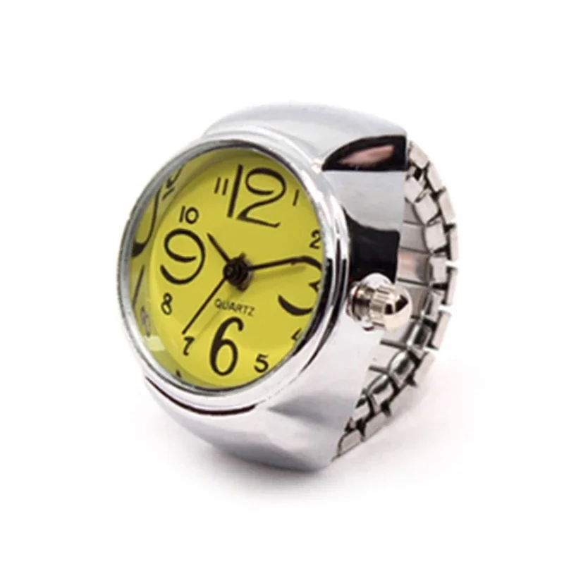 Anillo de reloj de dedo de cuarzo para hombre y mujer, anillos digitales, banda elástica para el dedo, anillos Punk, joyería, reloj para adolescentes