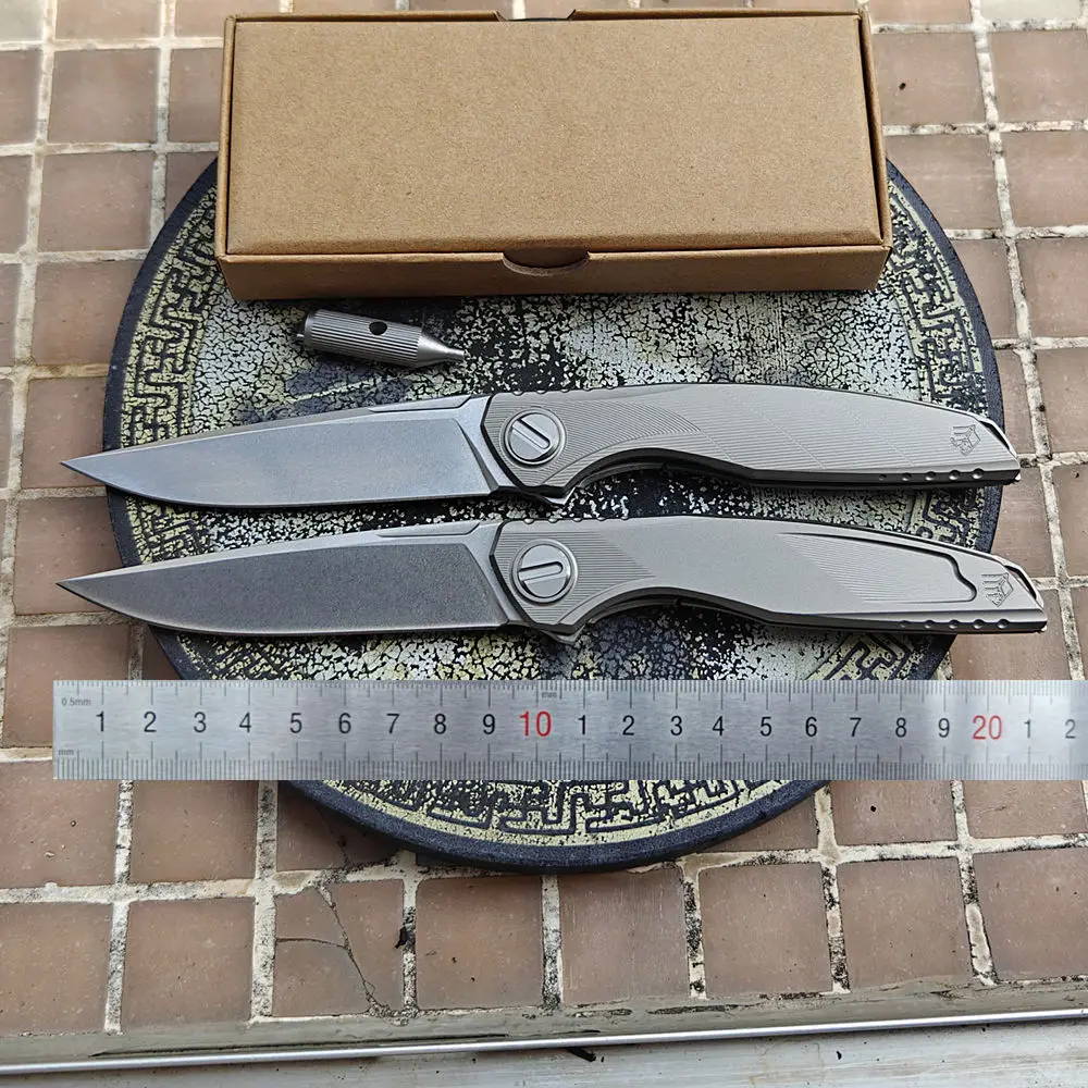 

JUFULE Shirogorov Astrum Titanium Handle Folding Blade Knife Mark M390 Logo Ceramic Bearing Tactical Camping Hunting EDC Tool