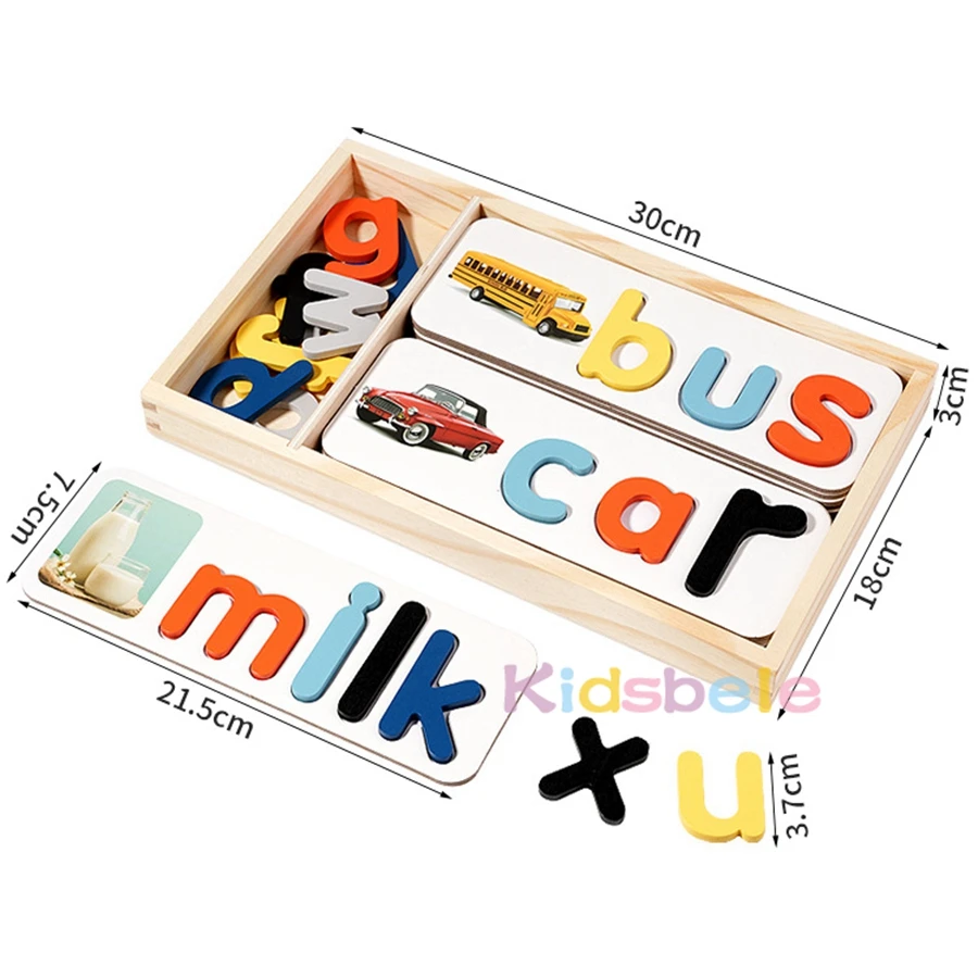 Wooden Alphabet Spelling Puzzle Toy for Toddlers Montessori Educational Word Learning Matching Game For Kids Boys Girls Gift