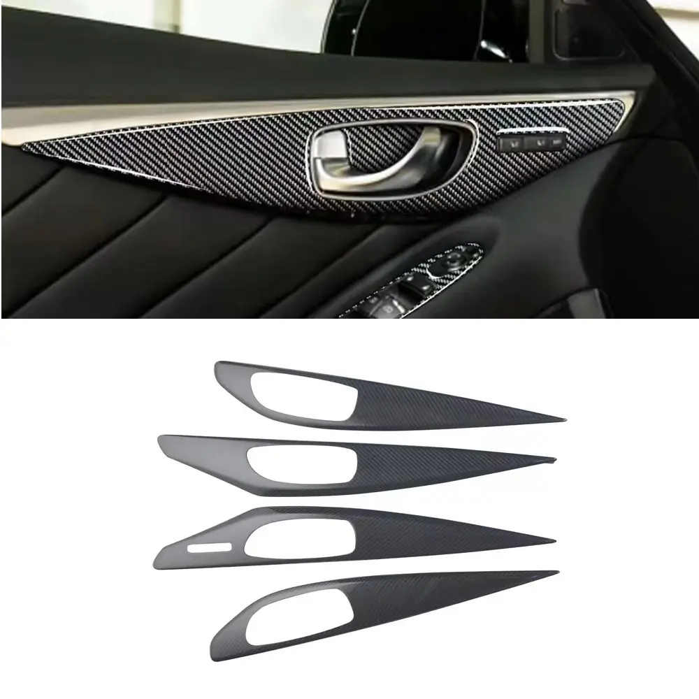 11pcs Real Dry Carbon Fiber Car Interior Kits Center Console Cover Door Trims For Infiniti Q50  2014up