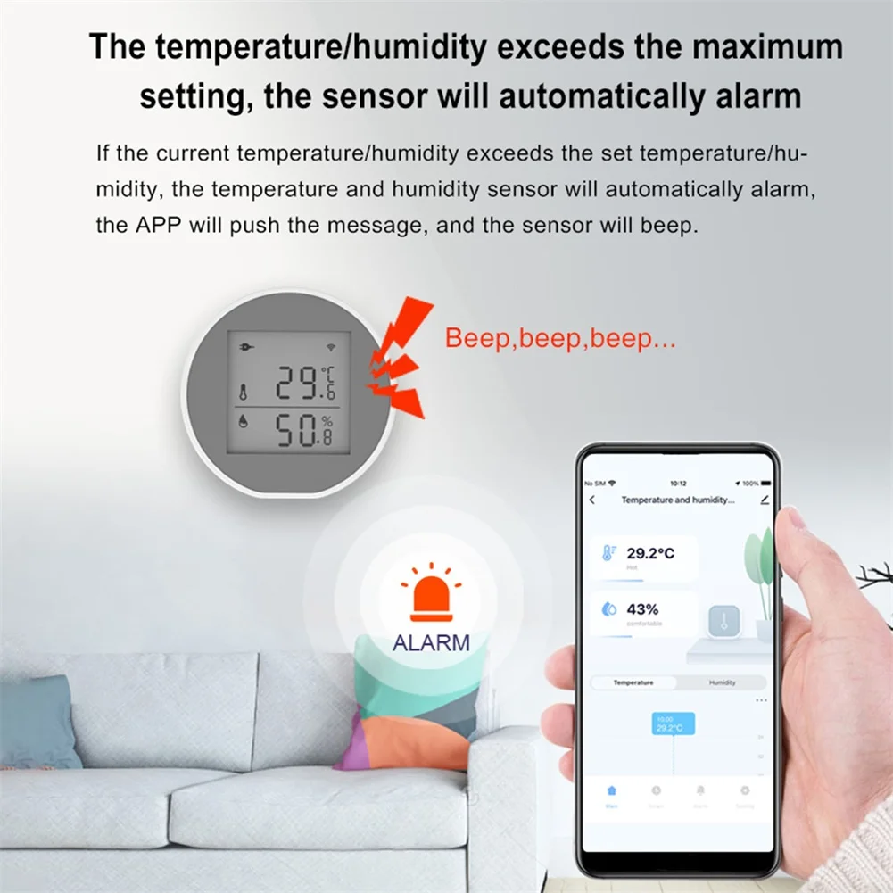 Indoor Climate Temperature Humidity Sensor Energy Efficient Real-time Monitoring Wifi Temperature Humidity Sensor