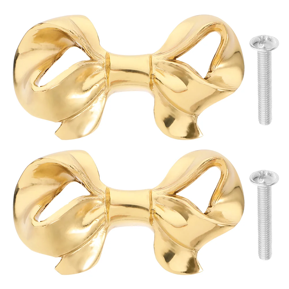 

2 Pcs Brass Butterfly Bow Drawer Pulls 49x27x19mm Cabinet Door Handles for Dresser Wardrobe Vintage Gold Decorative Knobs