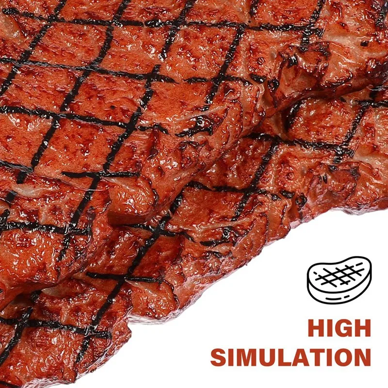 2Piece Simulation Steak Models Cooked Roast Beef Meat Home Kitchen Market Display Photography Props Artificial PVC Steak
