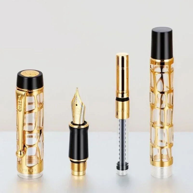 JINHAO القرن 100 سلسلة أقلام حبر معدنية مجوفة من الأكريليك ضوء الكتابة القرطاسية هدية الدورية الحبر شفط E EF M بنك الاستثمار القومي