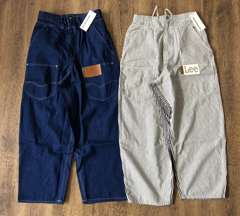 

Джинсы свободного кроя с полосатыми вставками, высокая талия, прямые штанины, длинные, темно-синие, высокое качество, женская весенняя мода