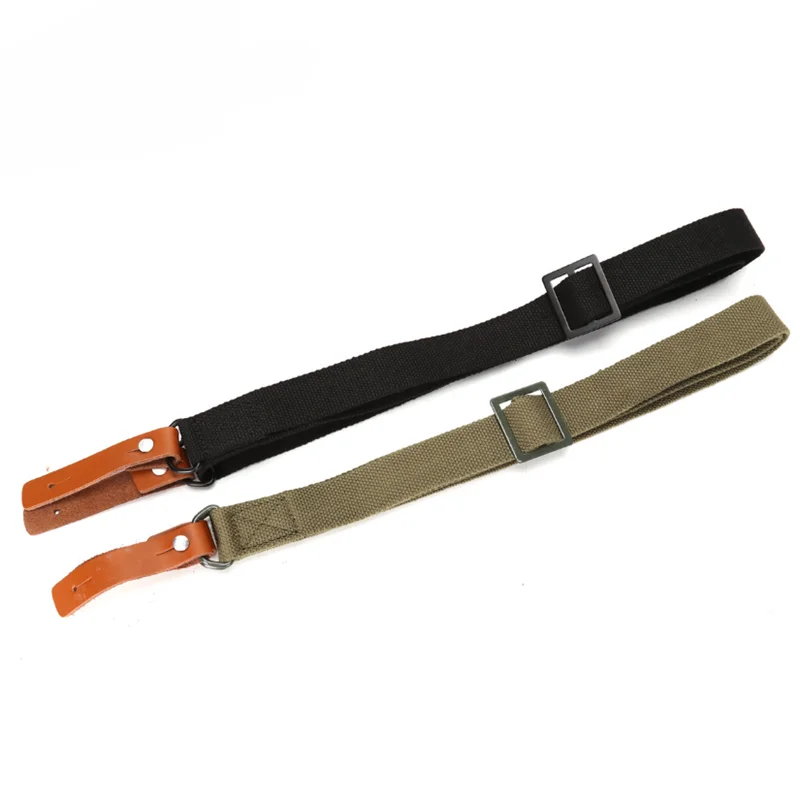 Outdoor Hunting Rifle Sling Rope With Cowhide Gun Rope Technique Adjustable Nylon Fan Seat Belt Double-point Lanyard