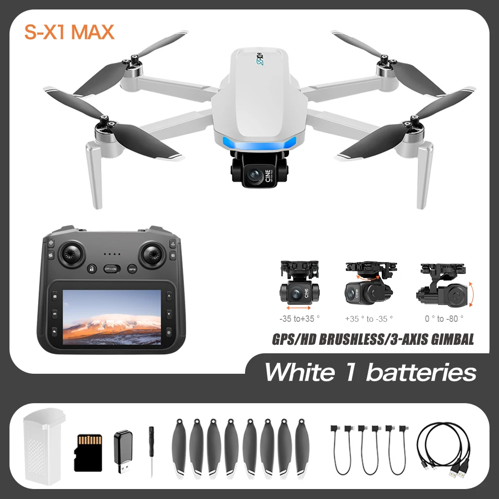 S-X1 GPS Drone 4K Professionele HD Camera 3-As Gimbal 5G Relais beeldoverdracht Schermbediening FPV Borstelloze RC Dron Jongen Speelgoed