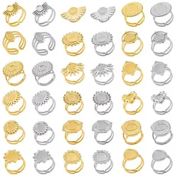 6PCS Stainless Steel Gold DIY Rings for Women Jewelry Accessories 18K Gold Plated Trendy Jewelry Gift for Girls 2024 Never Fade
