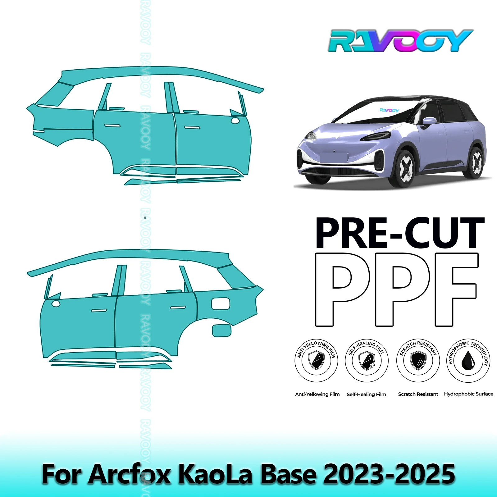 

For Arcfox KaoLa Base 2023-2025 8.5mil Clear Matte Pre-Cut PPF Door & A/B Pillar Kit TPU Paint Protection Film Set