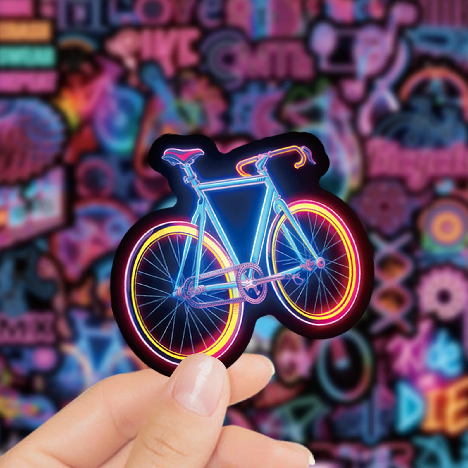 10/50PCS Bike Cartoon Stickers Neon Style Graffiti Funny Outdoor Sports Decoration DIY Toys Fridge Laptop Guitar Car Bike Decals