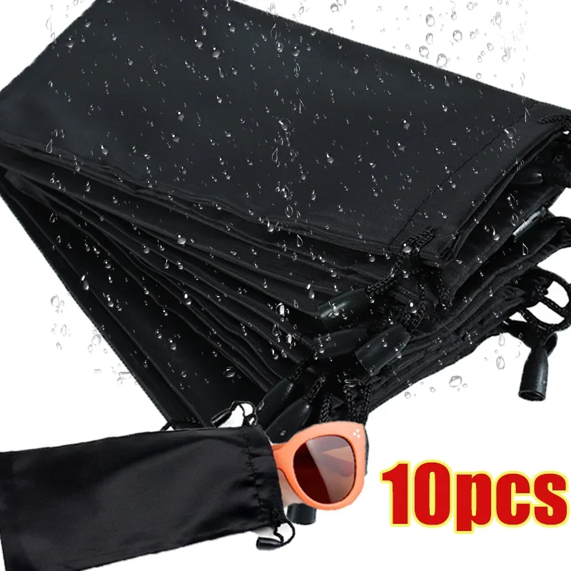 Portable Waterproof Glasses Bag Soft Cloth Dustproof Fashion Black Sunglasses Pouches Glasses Storage Container Accessories