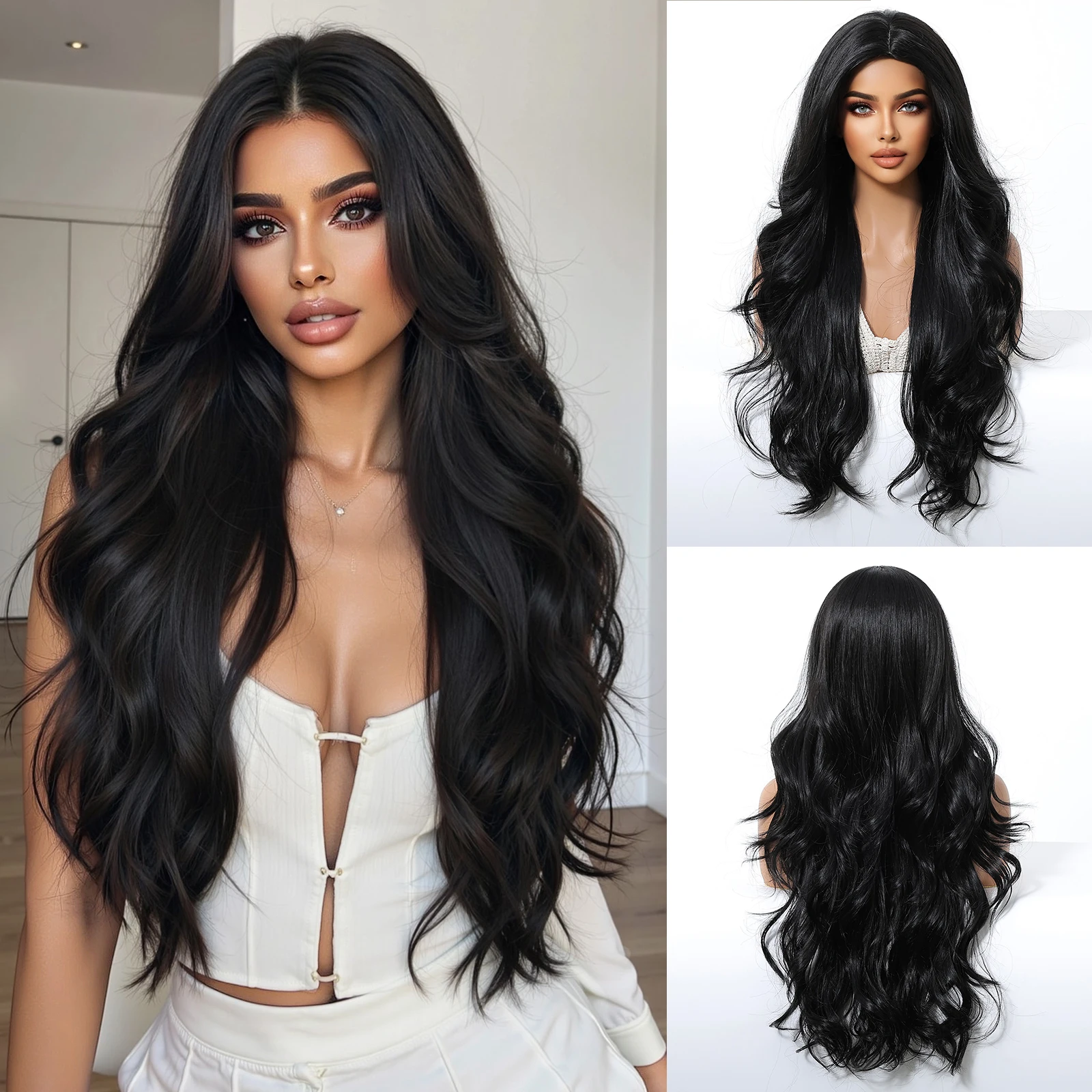 Long Wavy Medium Part Copper Red Brown Wig