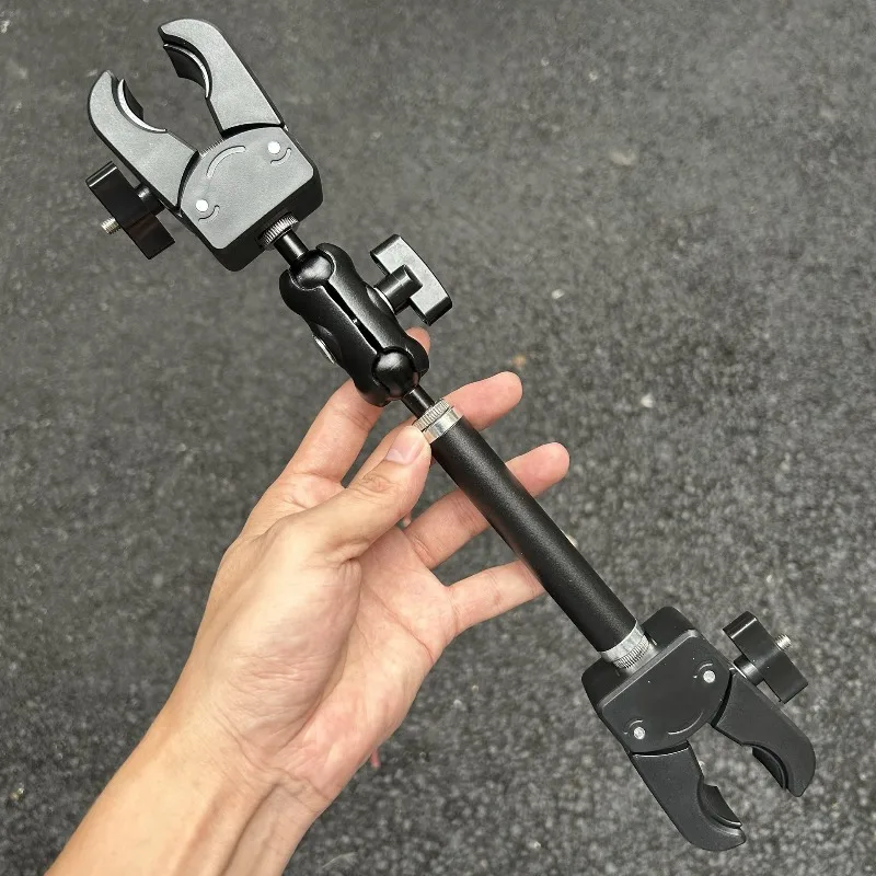 

Large double-head rotating clip, thick metal, extendable holder for fixed mounting on both ends of round tube components