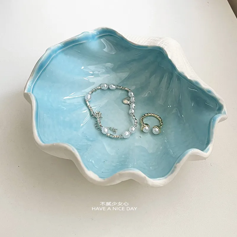 Ocean style jewelry storage box shell conch starfish ceramic jewelry box desktop decoration beautiful and fashionable gifts