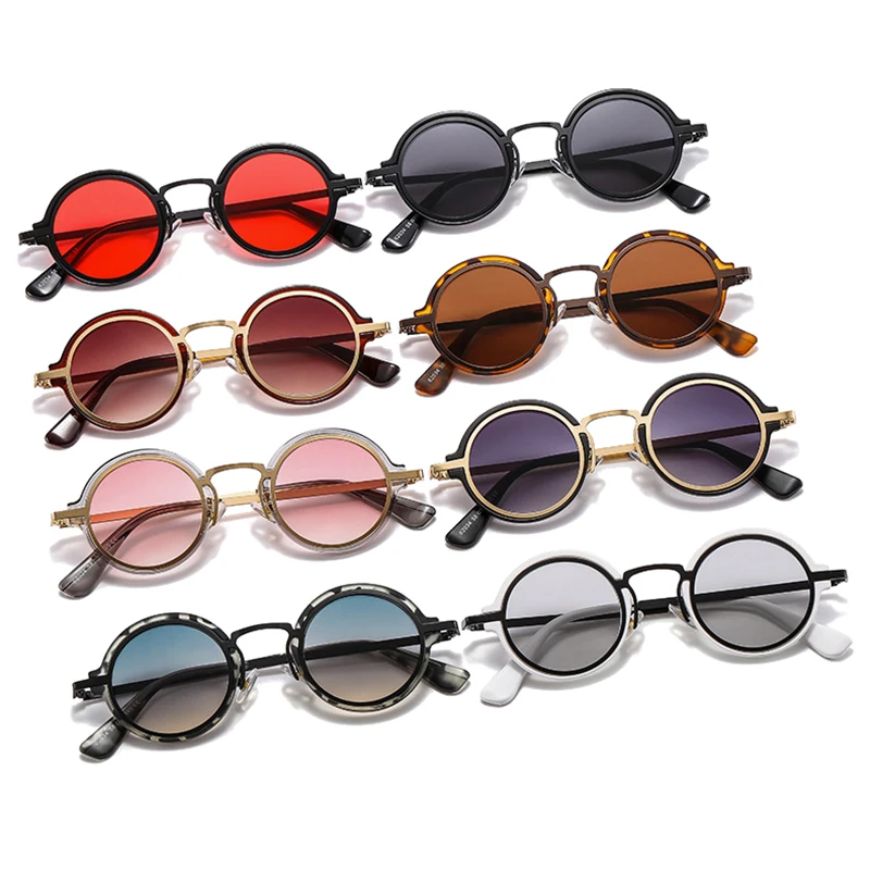SO&EI Retro Punk Small Round Sunglasses Women Fashion Gradient Shades UV400 Trending Men Sun Glasses