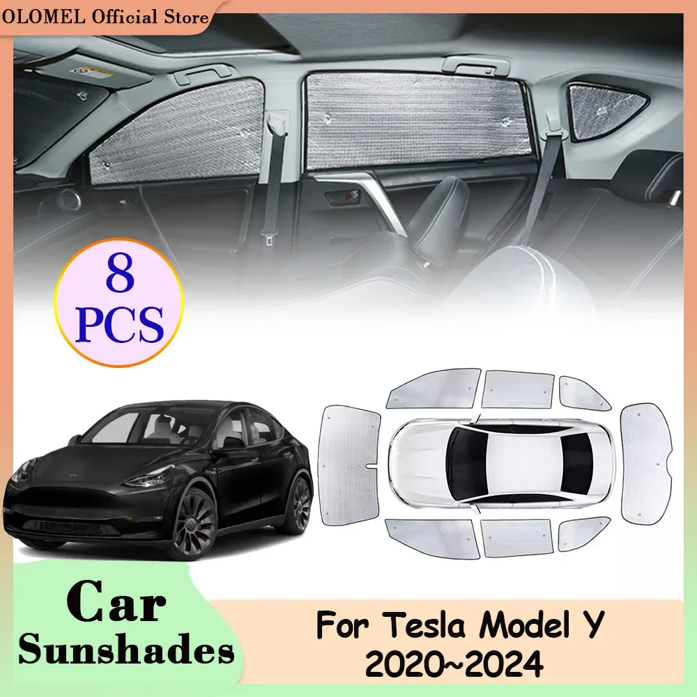 

for Tesla Model Y 2020 2021 2022 2023 2024 Full Coverage Sunshades Side Window Sunvisor Car Rear Windshield Curtains Accessories