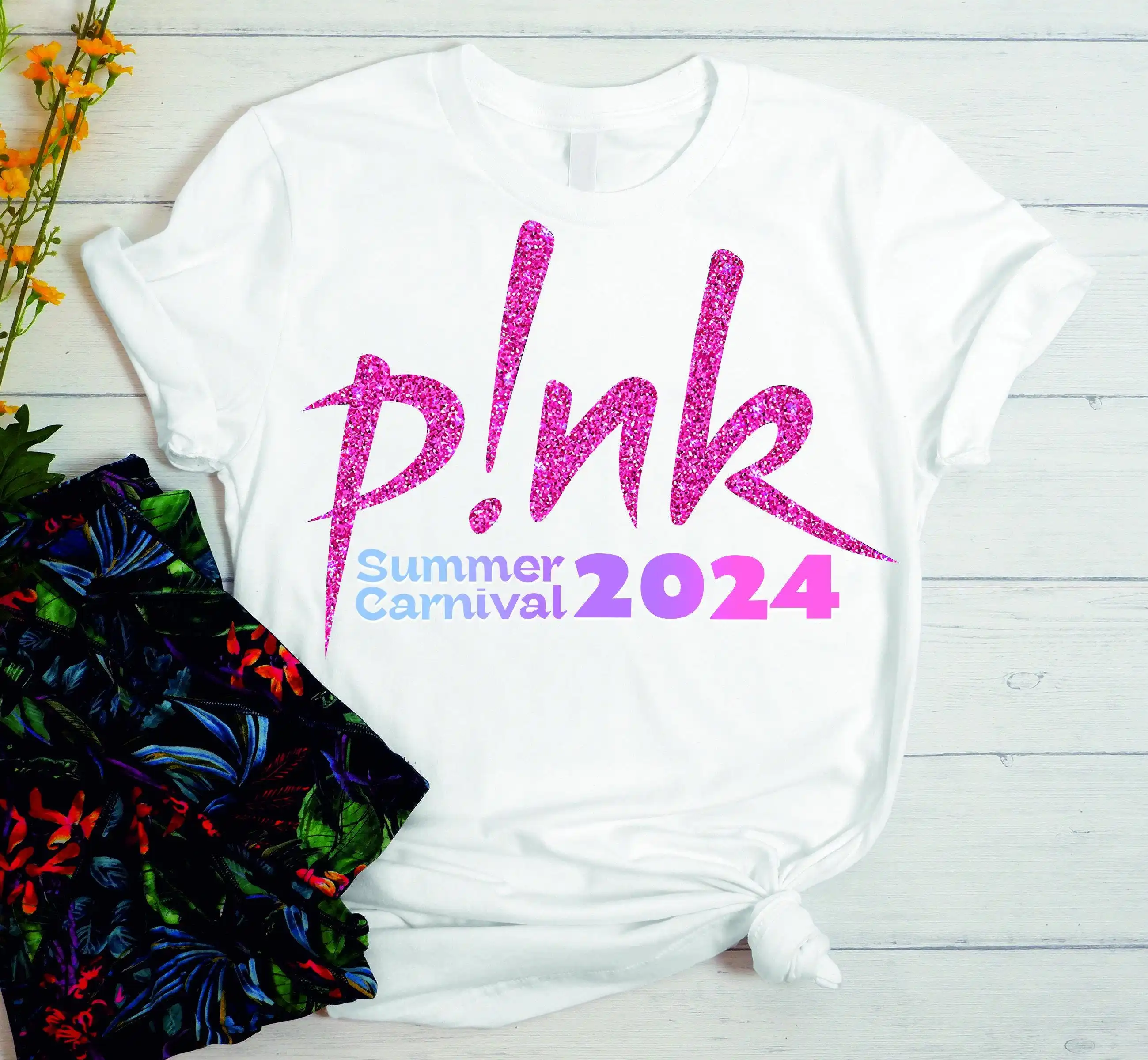 P nk Summer Carnival 2024 Trustfall Album T Shirt Pink Singer Tour Music Festival Concert Apparel Clothing