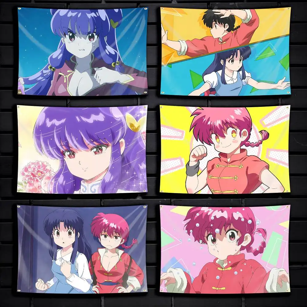 Anime R-Ranma 1-2 A-Akane Flag Tapestry Banner for Bedroom Living Room Outdoor Camping Custom Supported