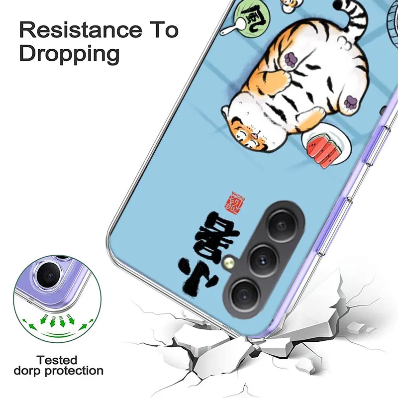 Cartoon Fat Tiger Cover Phone For Samsung Galaxy A70 A50 A40 A30 A20E A10 A71 A51 A41 A31 A21S A11 A9 A8 A6 Plus A7 A80 A90 TPU