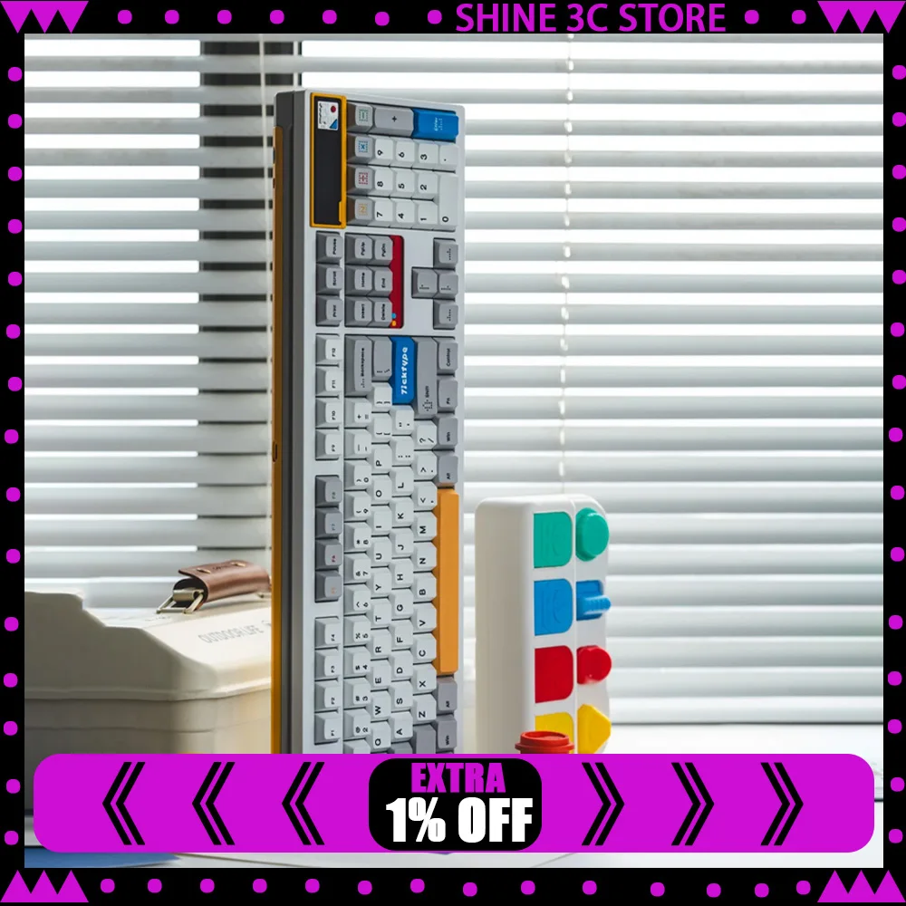 TICKTYPE DP104 คีย์บอร์ดแบบกลไกไร้สาย คีย์บอร์ดสามโหมด คีย์บอร์ดแบบถอดเปลี่ยนได้ทันที ผลิตจากอะลูมิเนียมอัลลอยด์ พร้อมหน้าจอ อุปกรณ์เสริมสำหรับพีซี รองรับระบบปฏิบัติการวินโดวส์/แมค