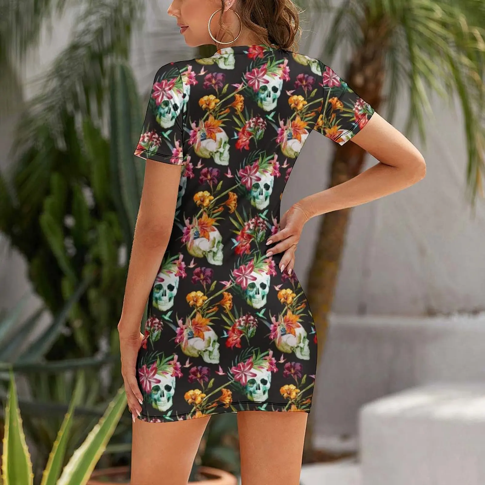 Hawaiian Skull Short Sleeved Dress beach outfits for women ladies dresses for special occasions sensual sexy dress for women