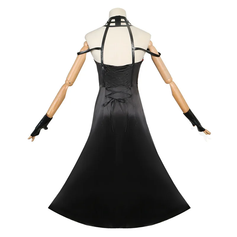 Yor Forger disfraz de Cosplay para mujer, peluca de Killer Assassin, vestido negro Halter gótico, accesorio para fiesta de Halloween