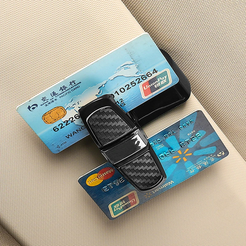 Car Sunglasses Frame Carbon Fiber Glasses Clip Multi Function Car Sun Visor Glasses Card Clip Double Headed Clip on Board