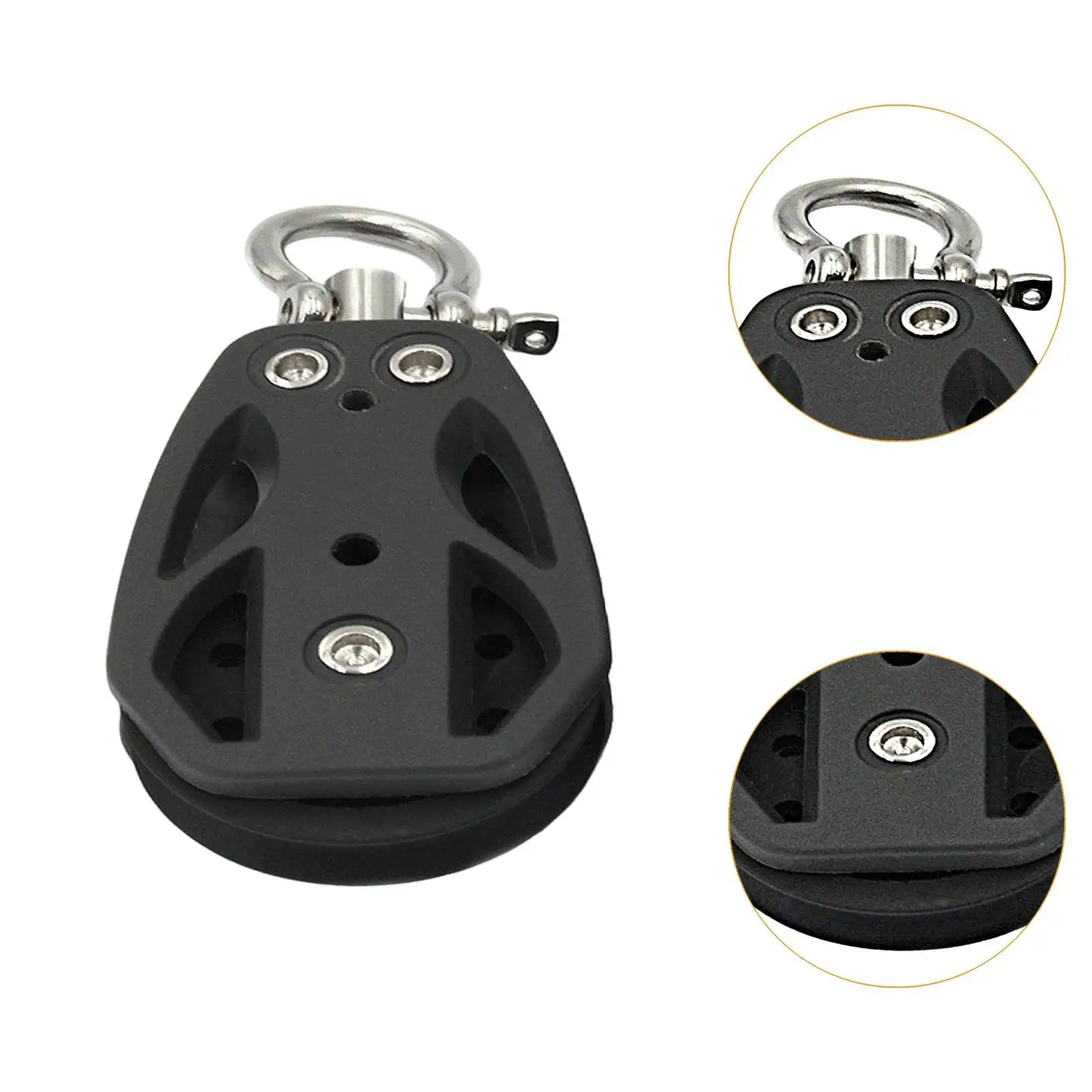 Single Swivel Sailing Block,Sailboat Lift Tool Black Compact,Marine Pulley Accessories Sailing Hardware for Kayak Yacht Boat