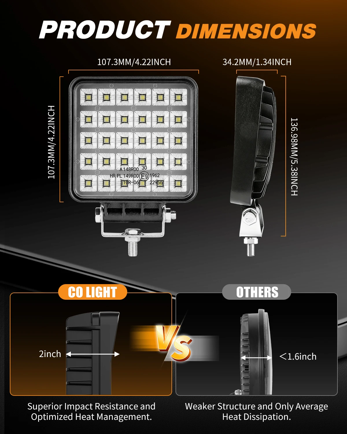 HL LED Work Lights with Integrated Toggle Switch Flood Led Work Lights for Excavator Grader Crawler Dozer Loader off-road use
