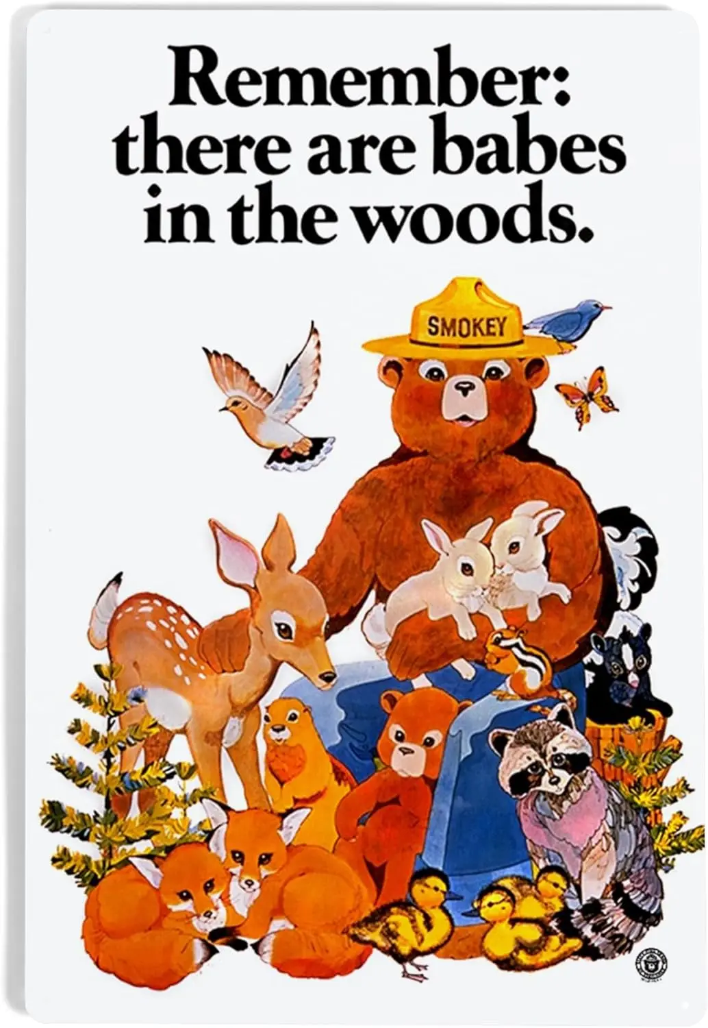Lantern Press  Metal Sign, Smokey Bear, Babes in The Woods, Vintage Poster-aluminum sign