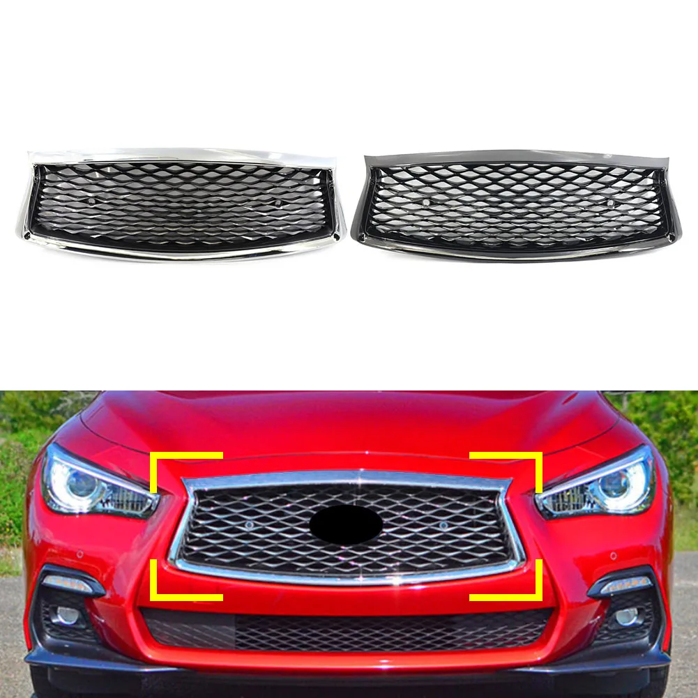 

Car Honeycomb Front Bumper Center Upper Mesh Grille Grill With Sensor Hole For Infiniti Q50 Q50S 2018 2019 2020 2021 2022 2023