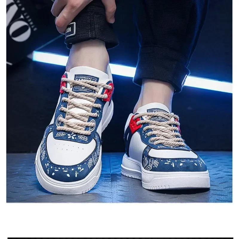 New Men's Shoes Spring and Summer 2023 New Wave Flower Shoes Men's Tide Shoes Men's Leather Sports Casual Breathable Board Shoes