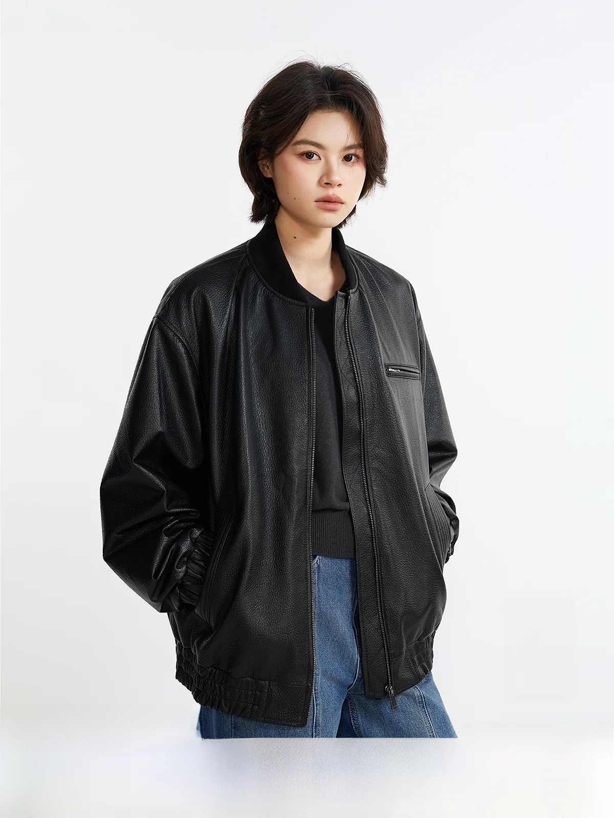 

Тяжелая бейсбольная куртка из овчины 00, кожаное пальто с верхним слоем из натуральной кожи в стиле ретро, текстура личи ex Sle