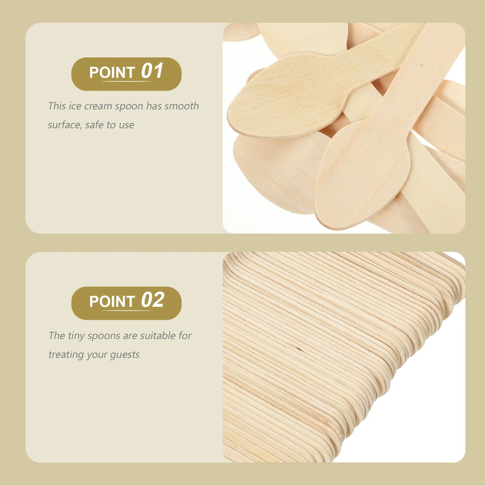 

100Pcs Wooden Ice Cream Spoons Smooth Surface Disposable Dessert Cake Yogurt Stirring Mini Spoons for Home Restaurant